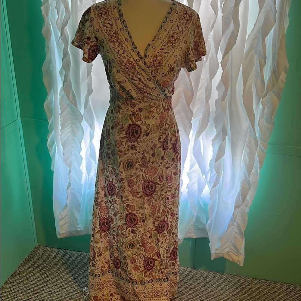 Pretty Garden floral wrap maxi new